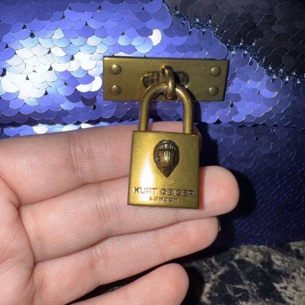 NWT Kurt Geiger Blue/Black Sequin Mini Brixton Crossbody Bag - Picture 6 of 8